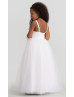 Square Neck White Satin Tulle Ankle Length Flower Girl Dress Square Neck White Satin Tulle Ankle Length Flower Girl Dress